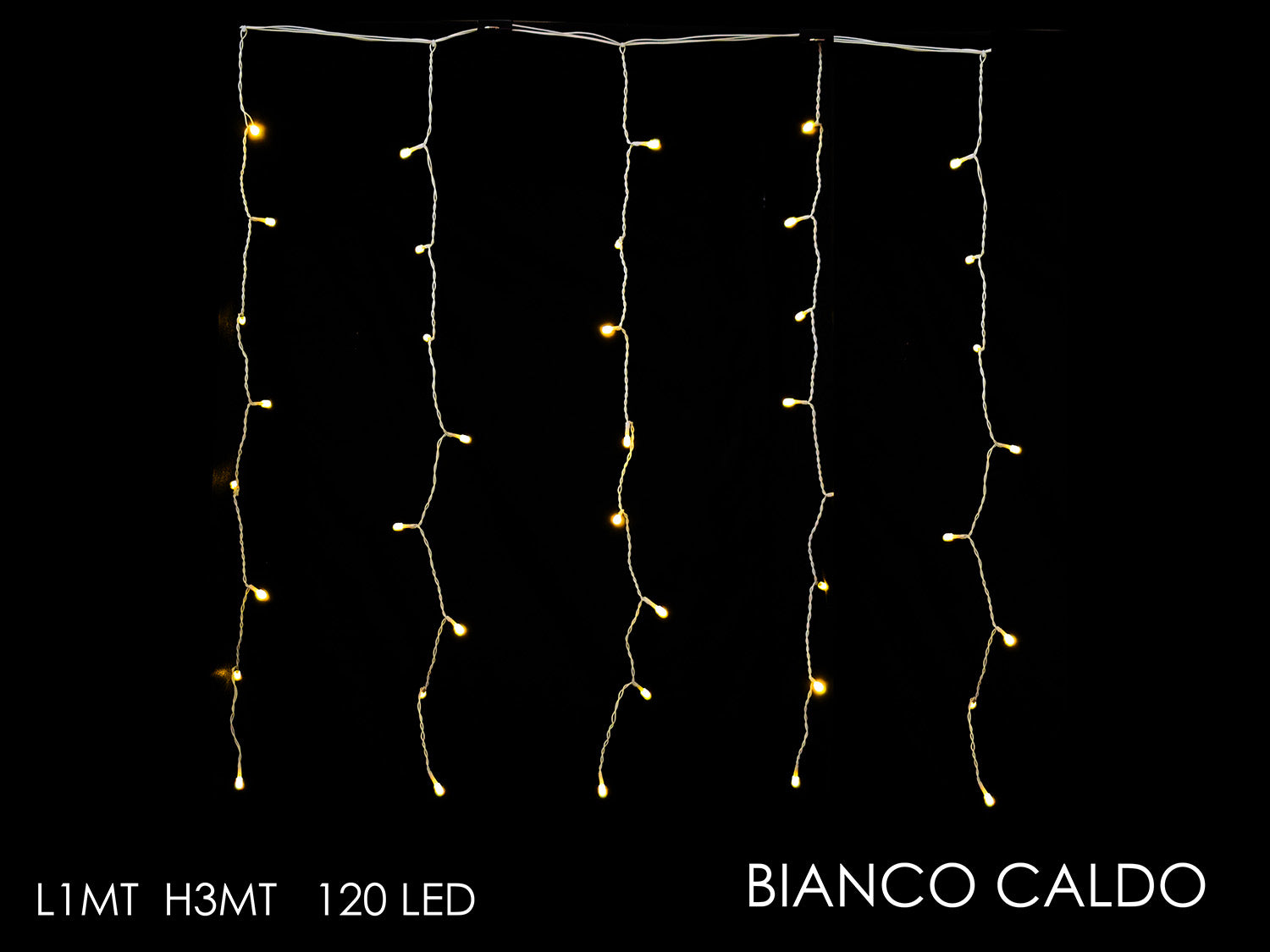 Tenda luci 120 led 1mtx3mt bianco caldo prolungabile