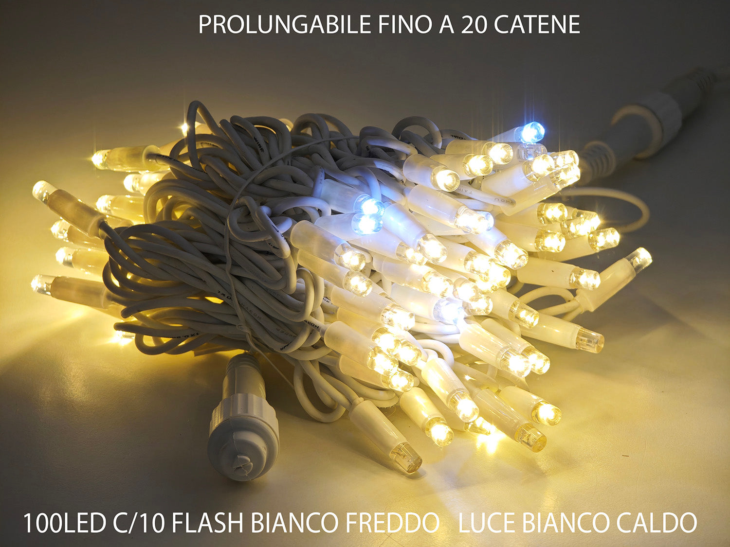 Catena 100 led c/10 flash prolungabile 451180