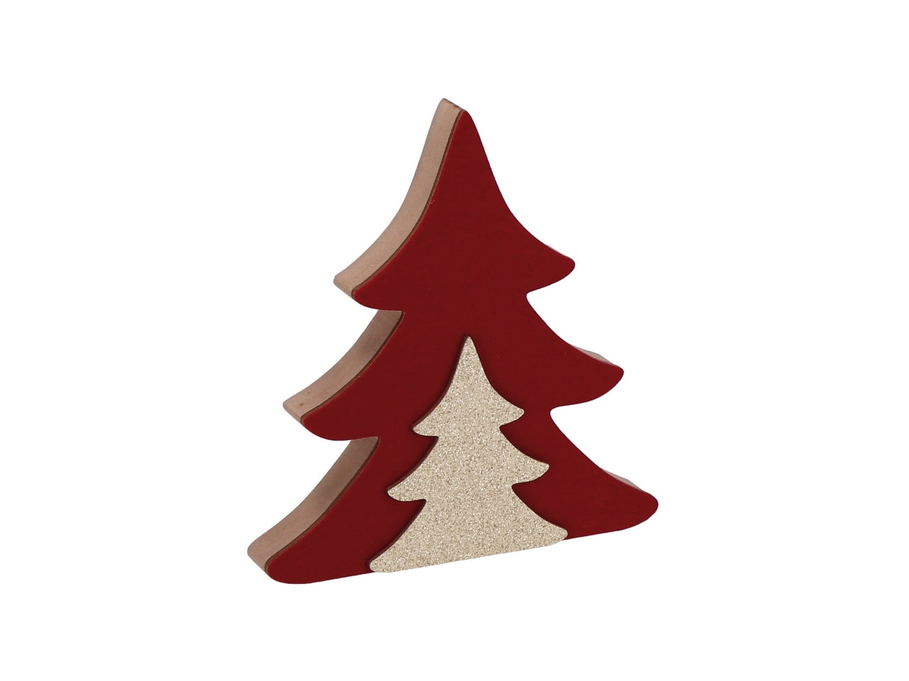 Albero 18cm in mdf 16x2,5xh.18cm rosso e oro