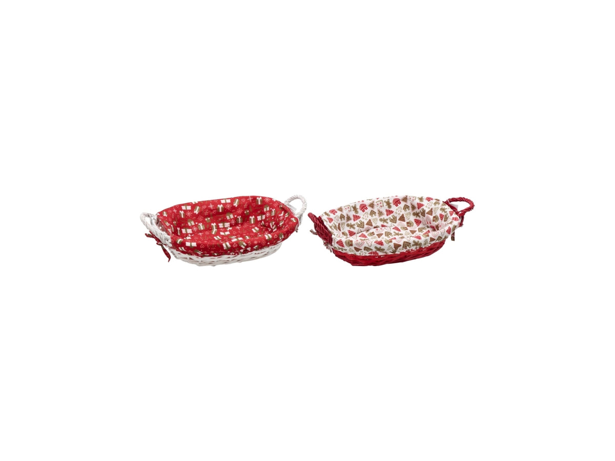 Cestino ovale salice con interno in tessuto 40x26xh.13cm
