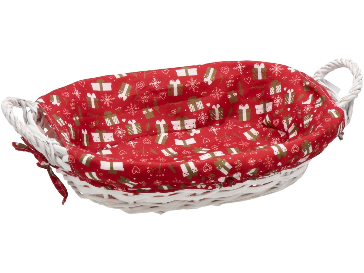 Cestino ovale salice con interno in tessuto 40x26xh.13cm