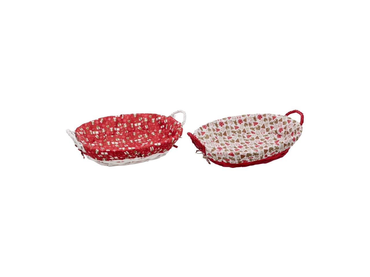 Cestino ovale salice con interno in tessuto 51x35xh.17cm