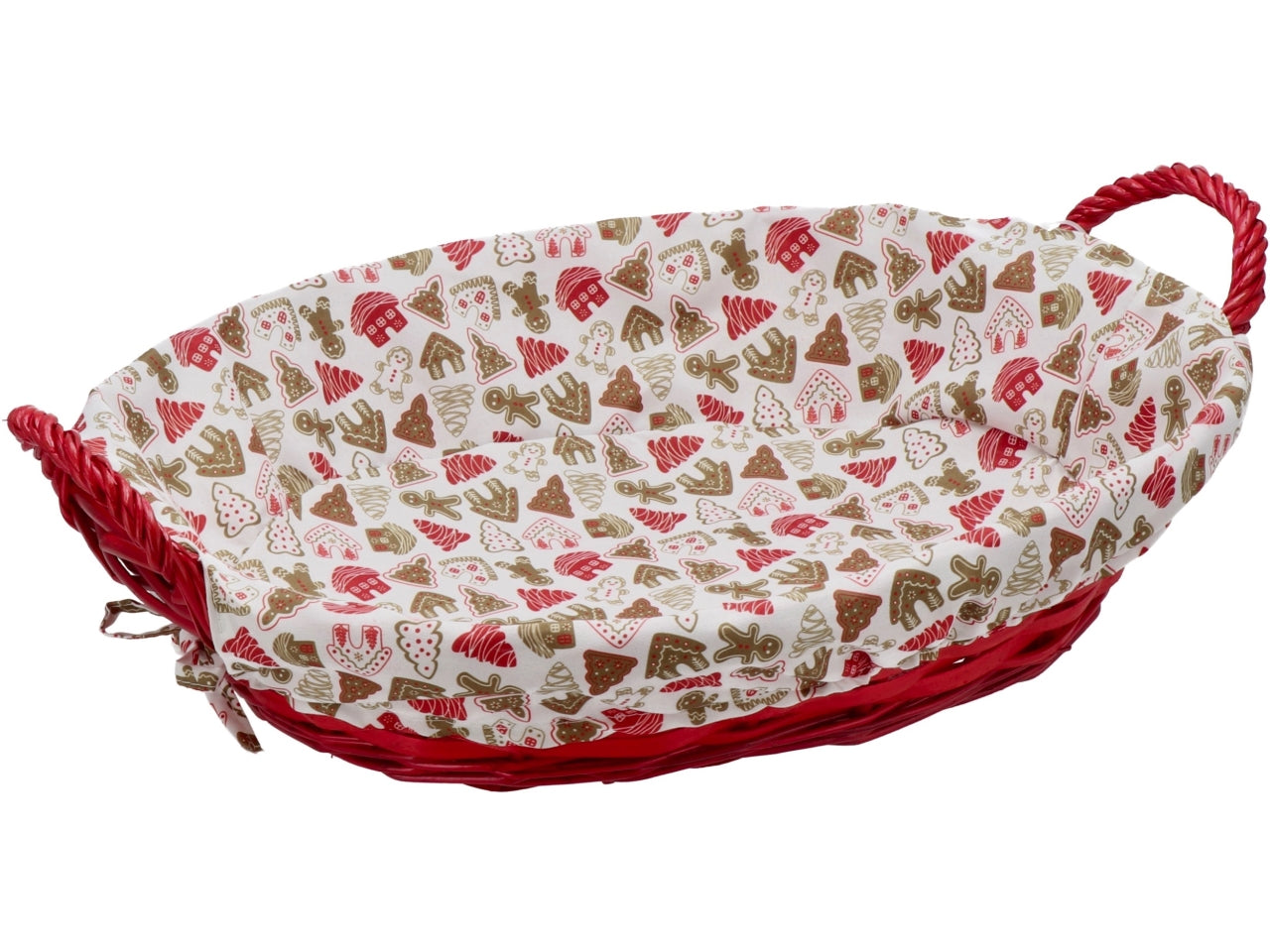 Cestino ovale salice con interno in tessuto 51x35xh.17cm