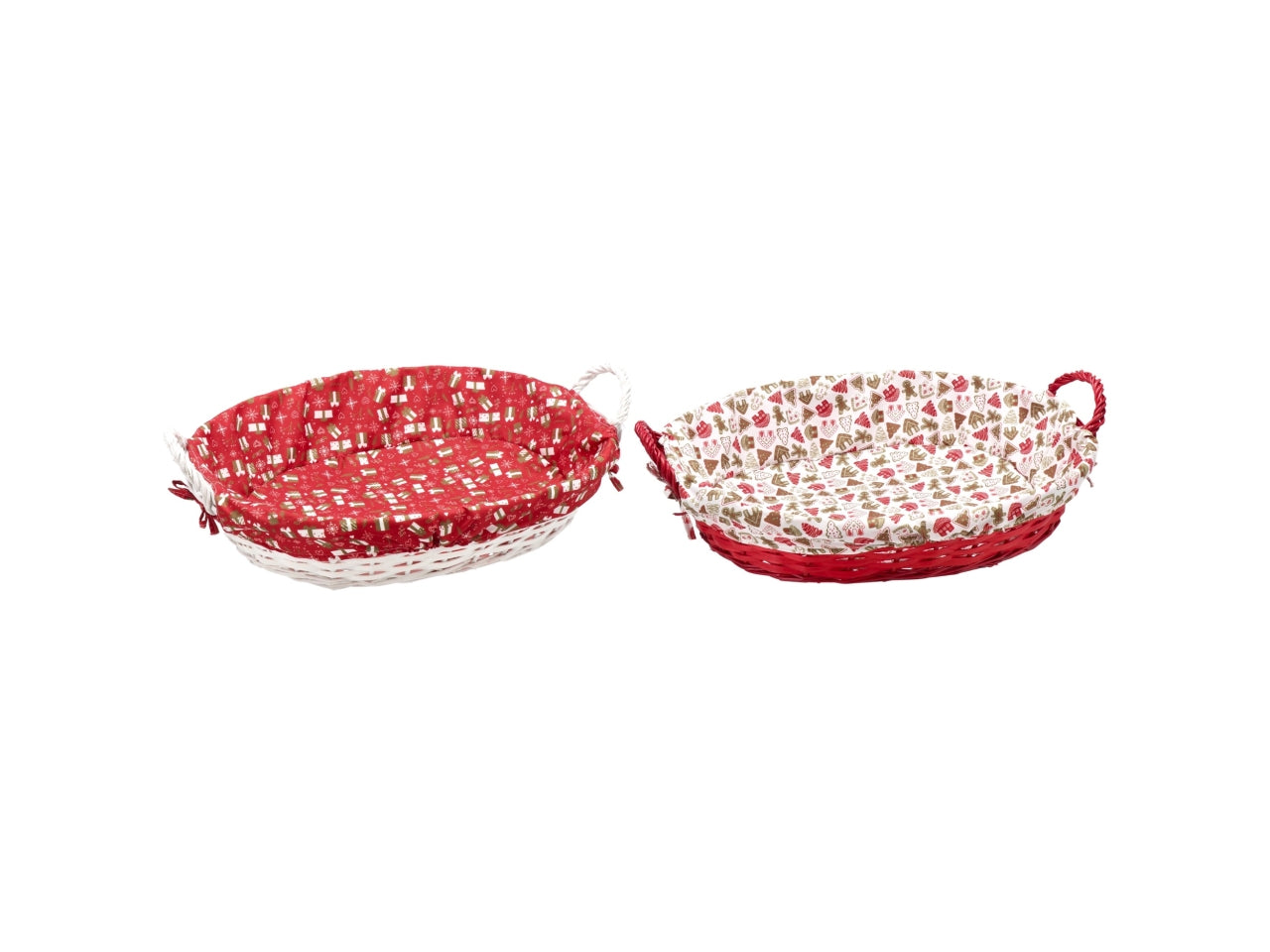Cestino ovale salice con interno in tessuto 58x41xh.18cm