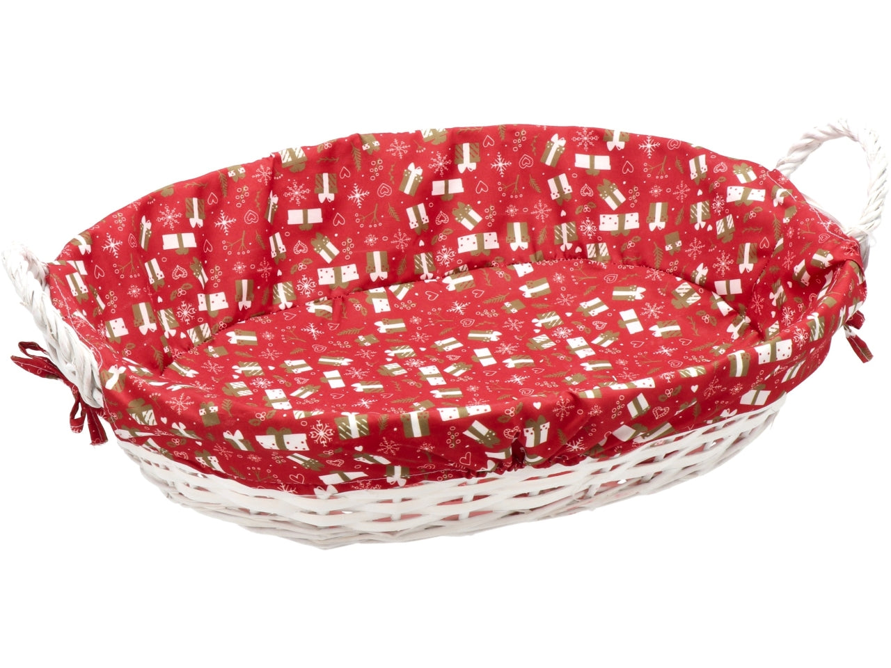 Cestino ovale salice con interno in tessuto 58x41xh.18cm