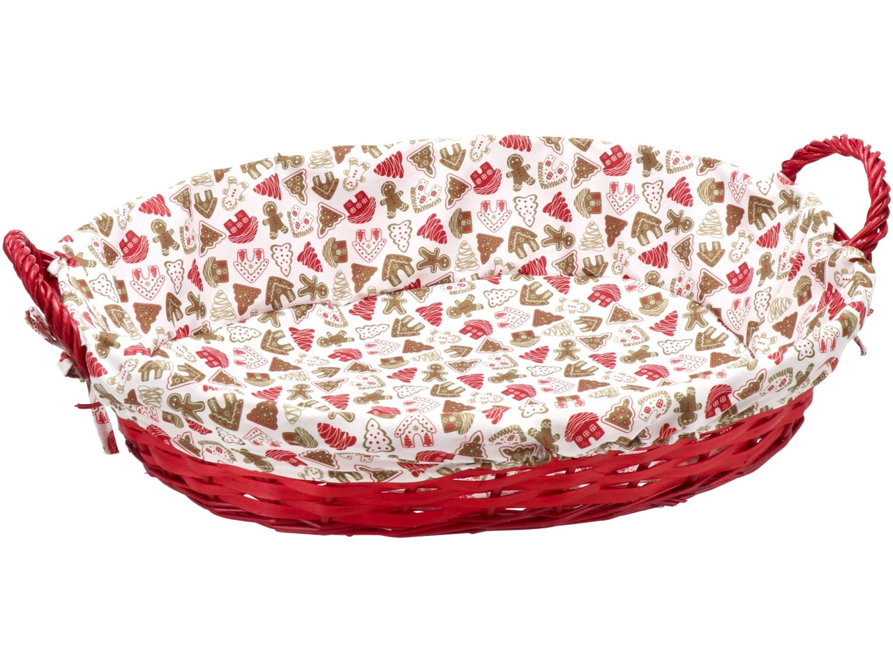 Cestino ovale salice con interno in tessuto 58x41xh.18cm