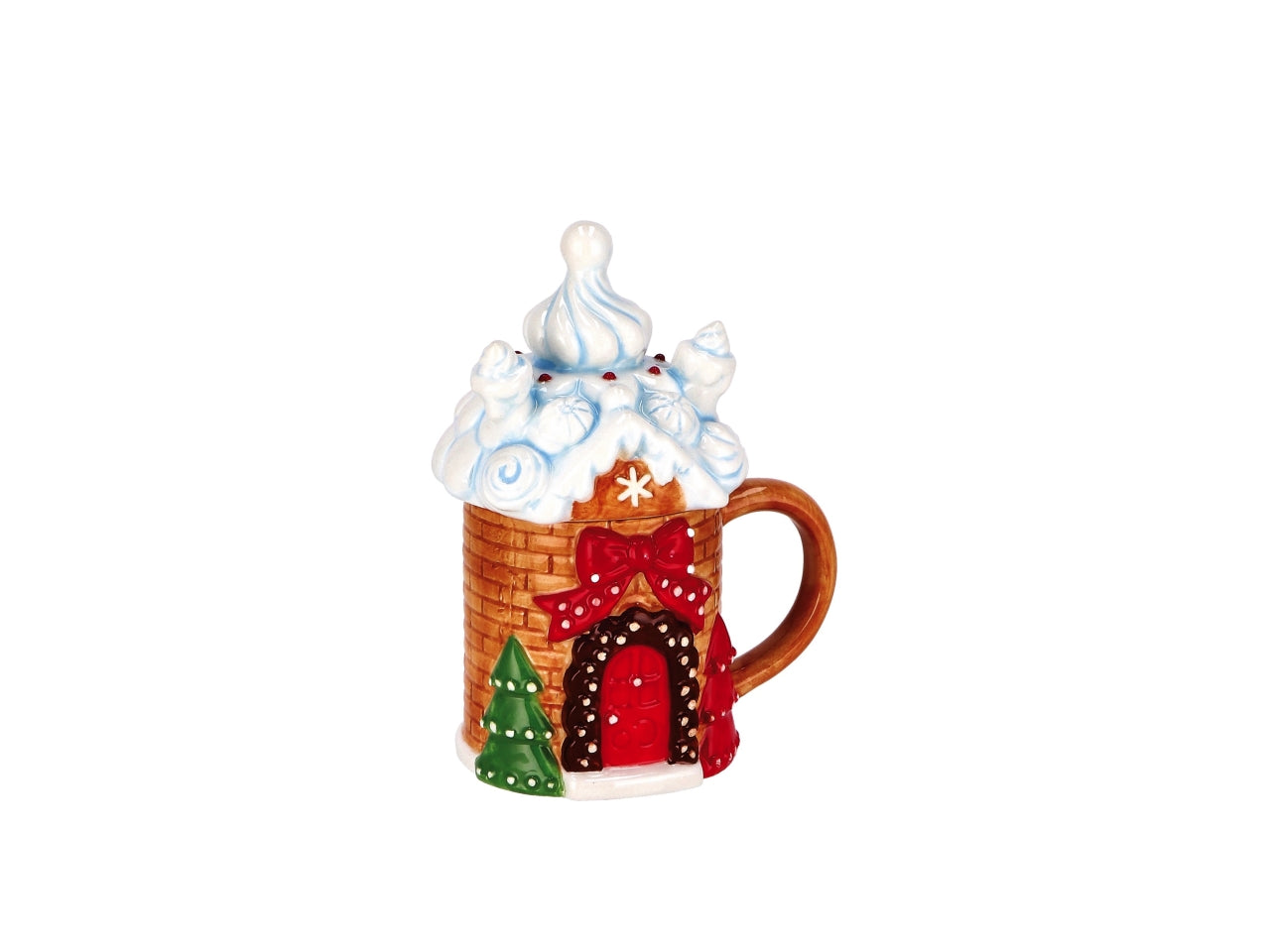 Tazza casetta in ceramica con coperchio da 400ml assortiti