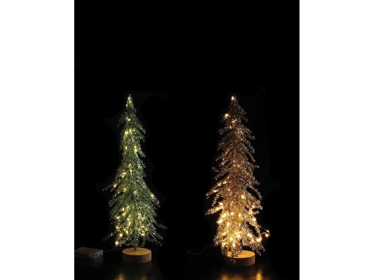 Albero 50cm luminoso 80 luci con base legno