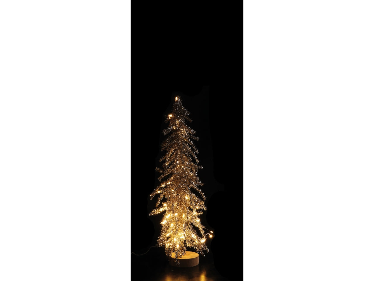 Albero 50cm luminoso 80 luci con base legno