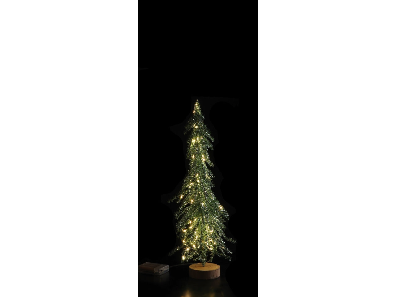 Albero 50cm luminoso 80 luci con base legno