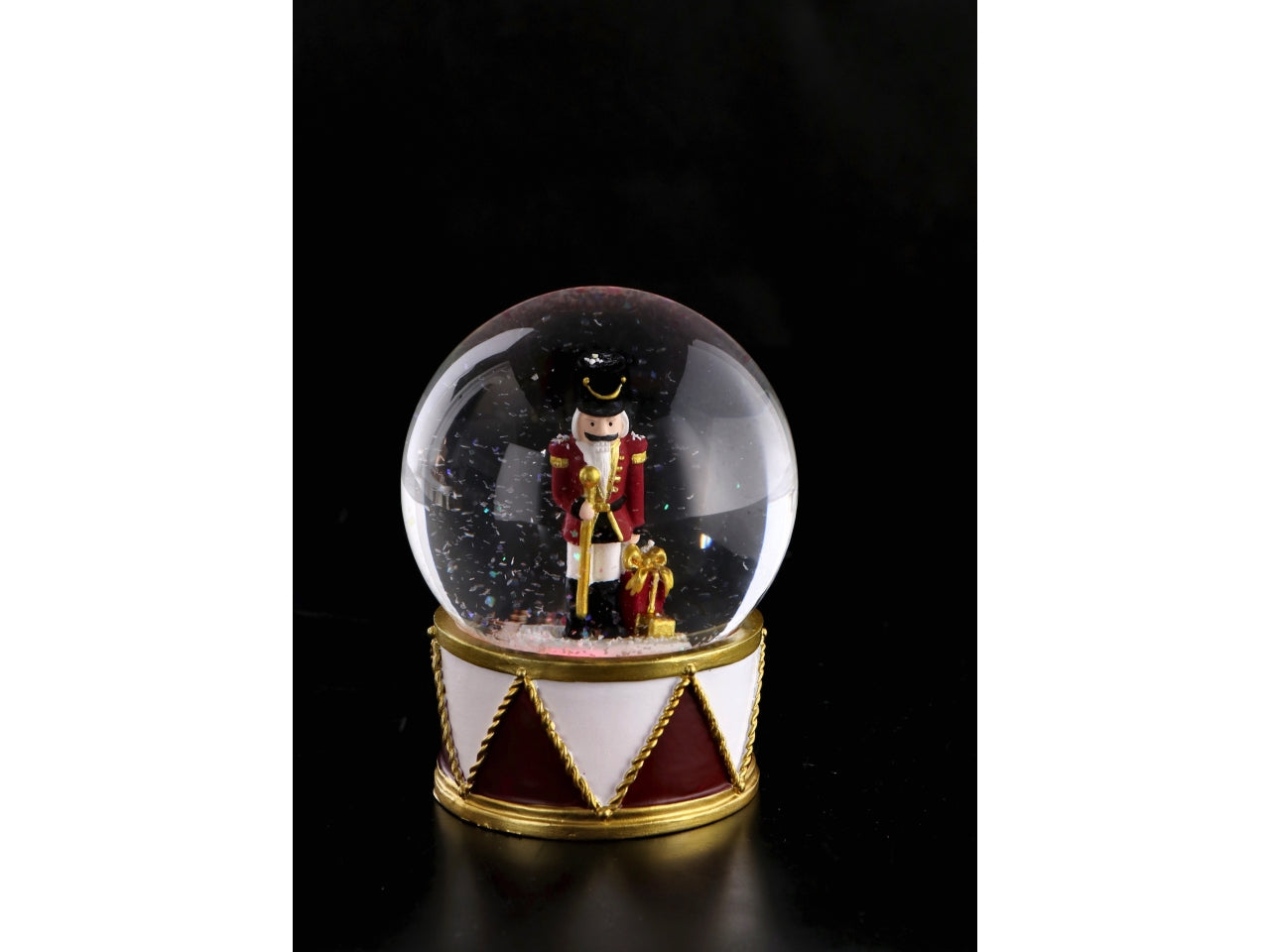 Palla di neve con schiaccianoci e led10xh.13cm