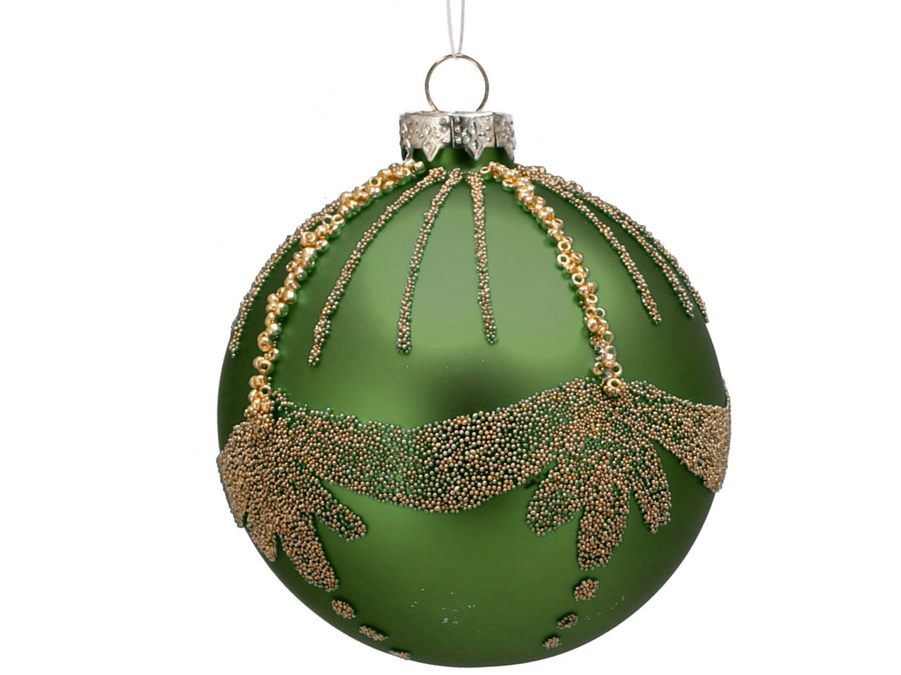 Palla vetro 8cm verde e oro con decorazioni assortite