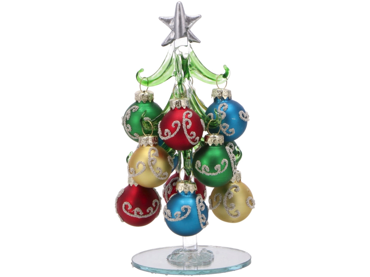 Albero 15,5cm con palle in vetro assortite