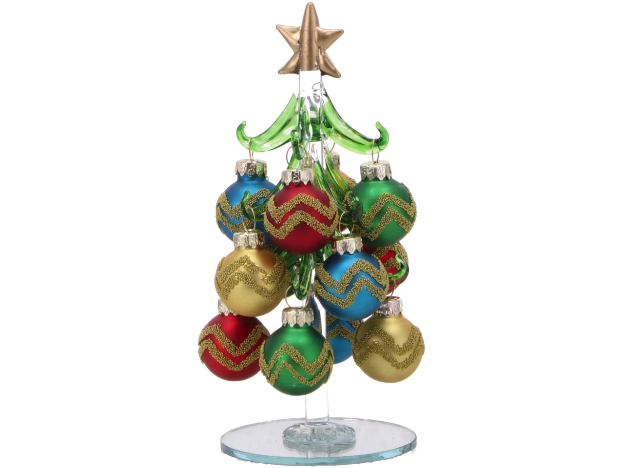 Albero 15,5cm con palle in vetro assortite