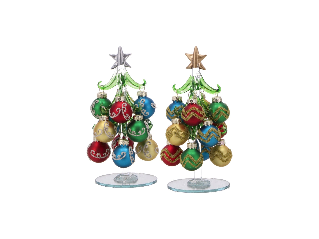 Albero 15,5cm con palle in vetro assortite