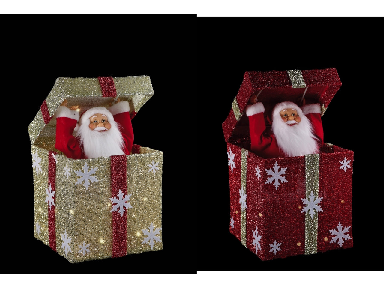 Babbo natale in scatola con 108luci, movimento e musica