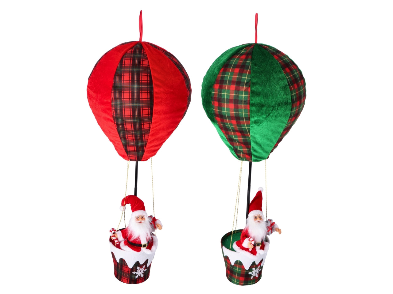 Babbo natale con mongolfiera 38xh.98cm in colori assortiti