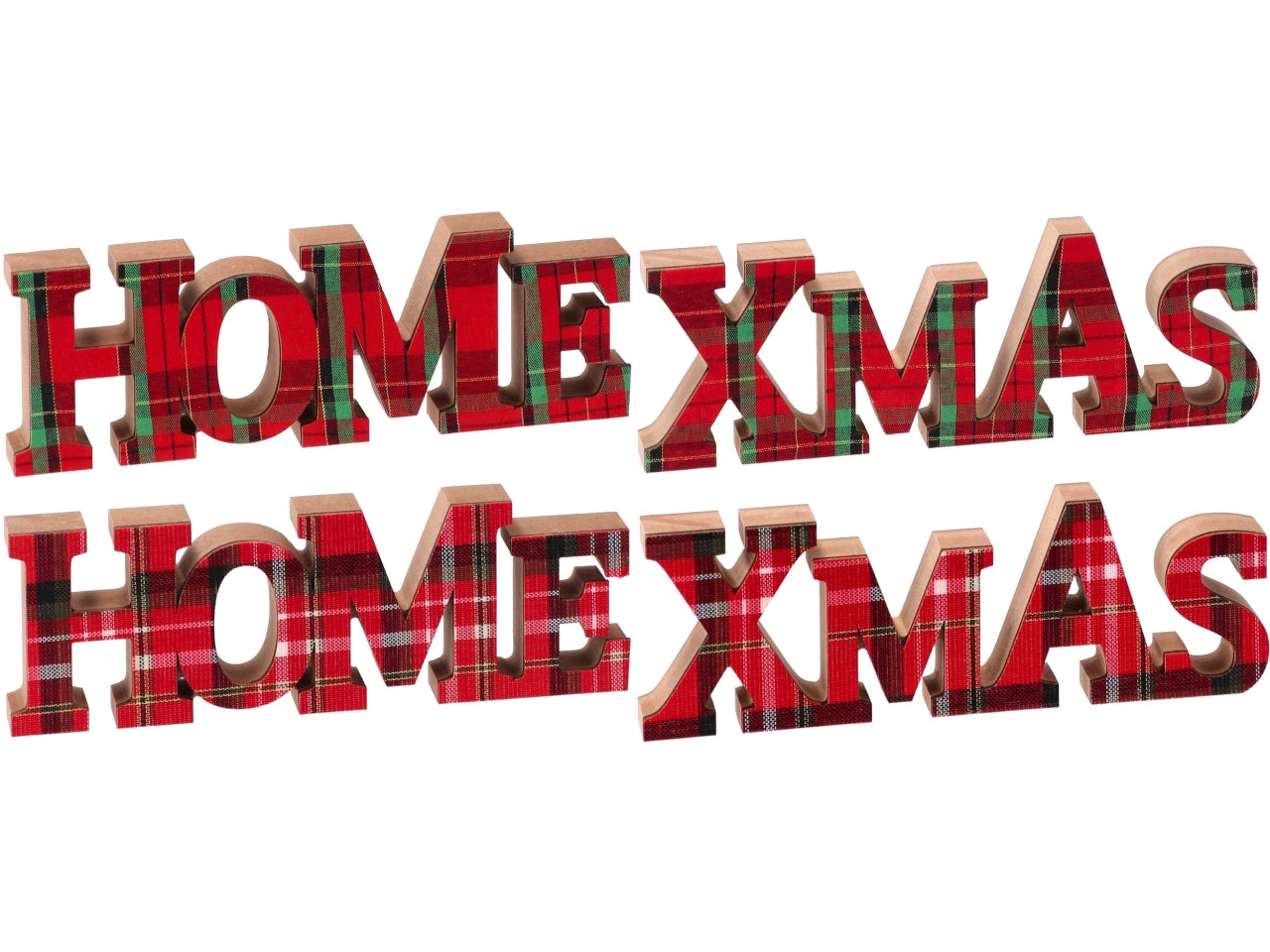 Scritta home xmas in mdf e tessuto 25xh.9cm assortiti
