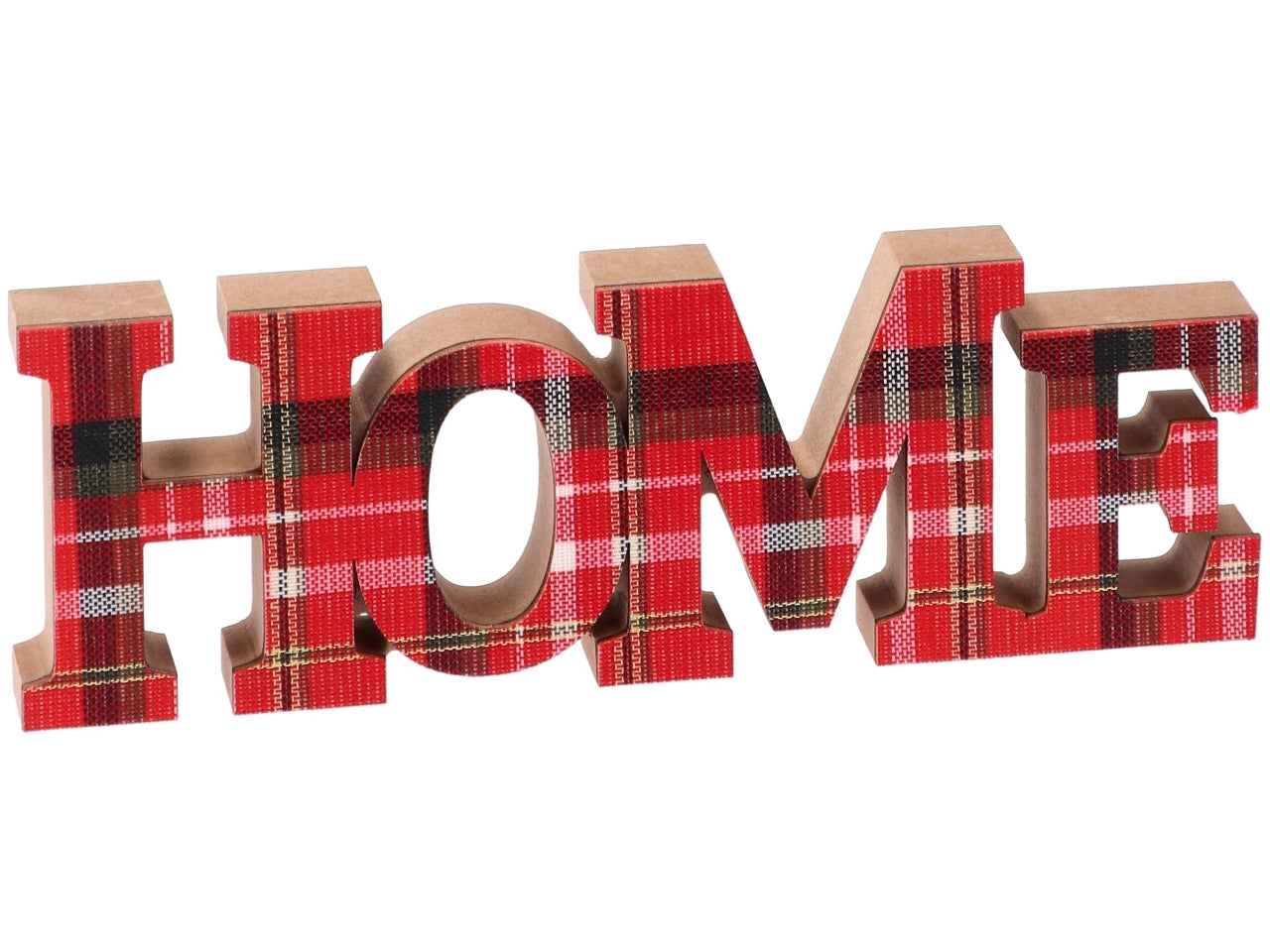Scritta home xmas in mdf e tessuto 25xh.9cm assortiti