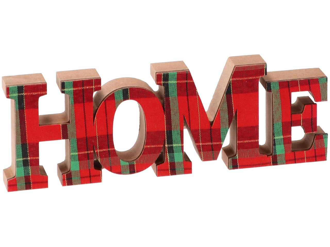 Scritta home xmas in mdf e tessuto 25xh.9cm assortiti