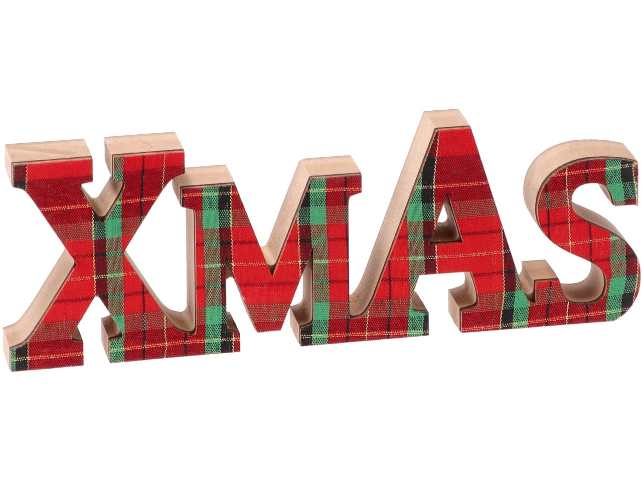Scritta home xmas in mdf e tessuto 25xh.9cm assortiti