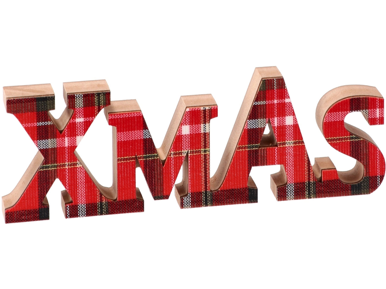 Scritta home xmas in mdf e tessuto 25xh.9cm assortiti