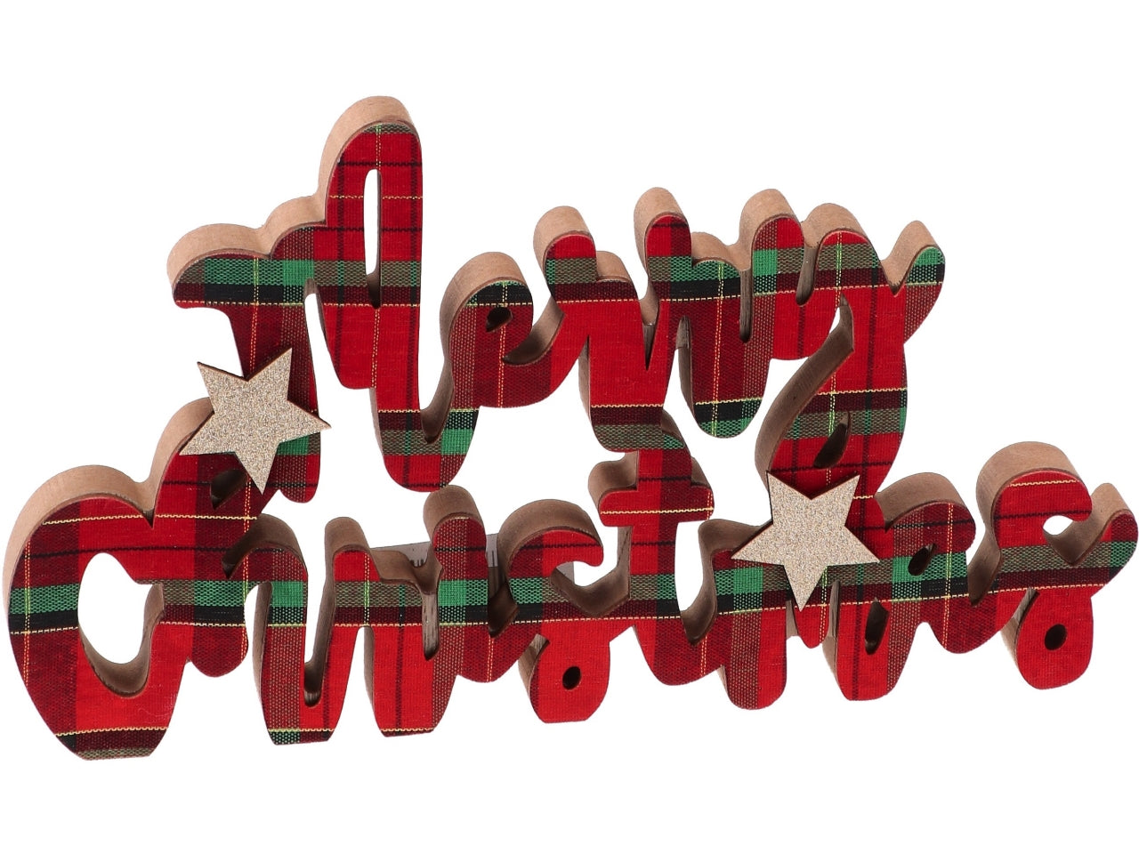 Scritta merry chrismas in mdf 27xh.15cm assortiti
