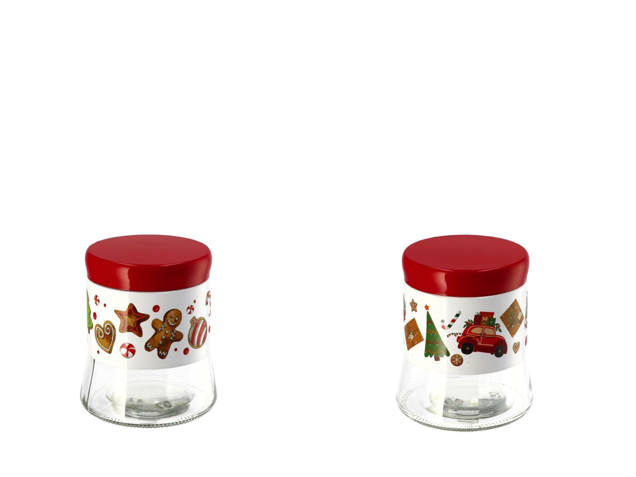 Barattolo in vetro con coperchio 12xh.14cm fantasieassortite
