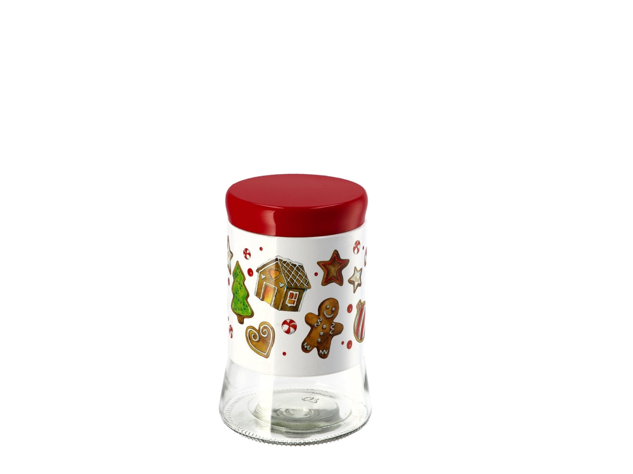 Barattolo in vetro con coperchio 12xh.18cm fantasie assortite