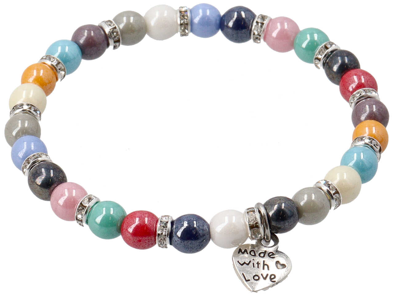 Bracciale elastico perle D.6 mm  lustro e strass