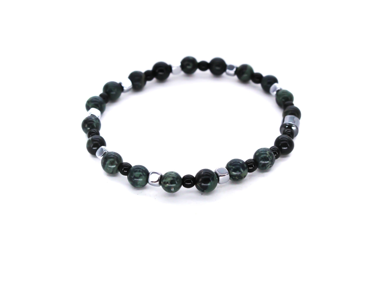 Bracciale uomo con elastico pietre naturali di colore verde