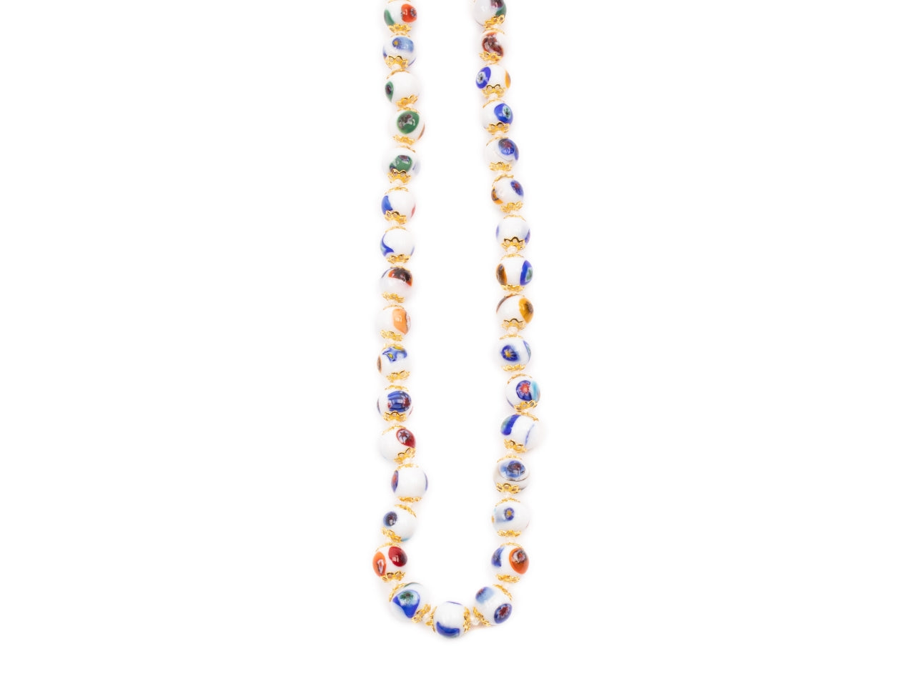 Collana lunga 59 perle mosaico D.8 mm di colore oro bianco