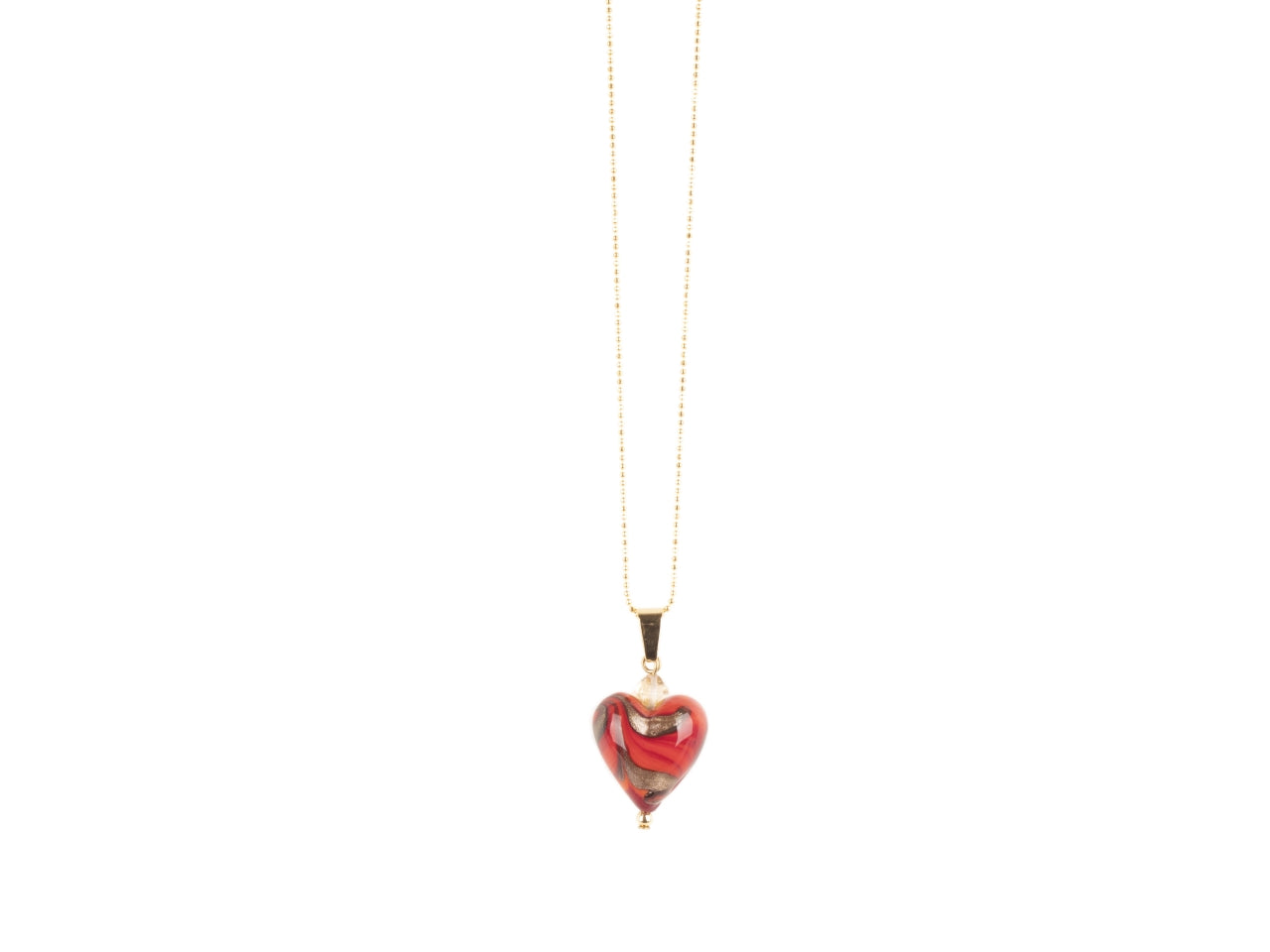Pendente cuore striato avventurina con  riso  in confezione regalo rosso