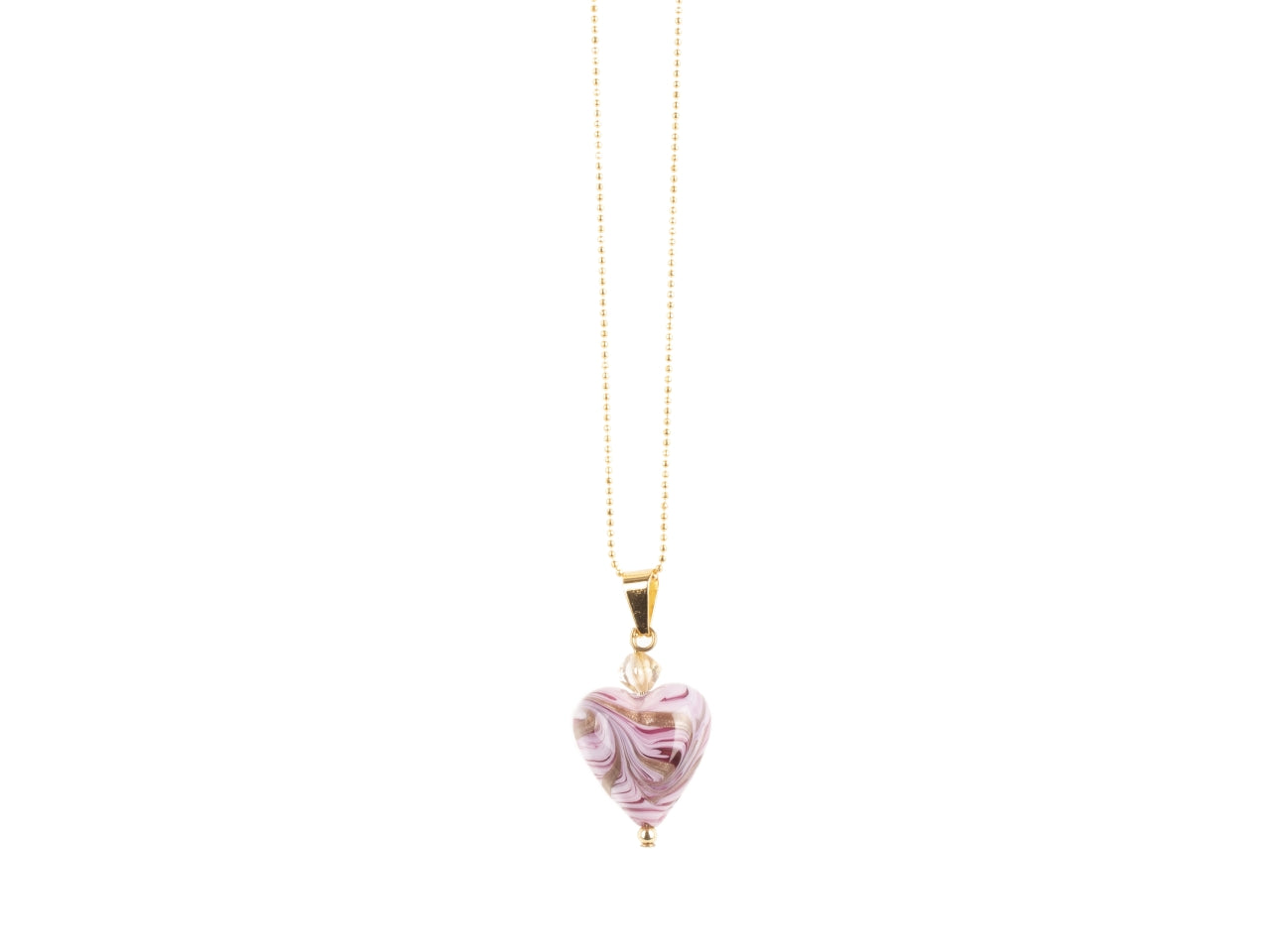 Pendente cuore striato avventurina con  riso  in confezione regalo rosa
