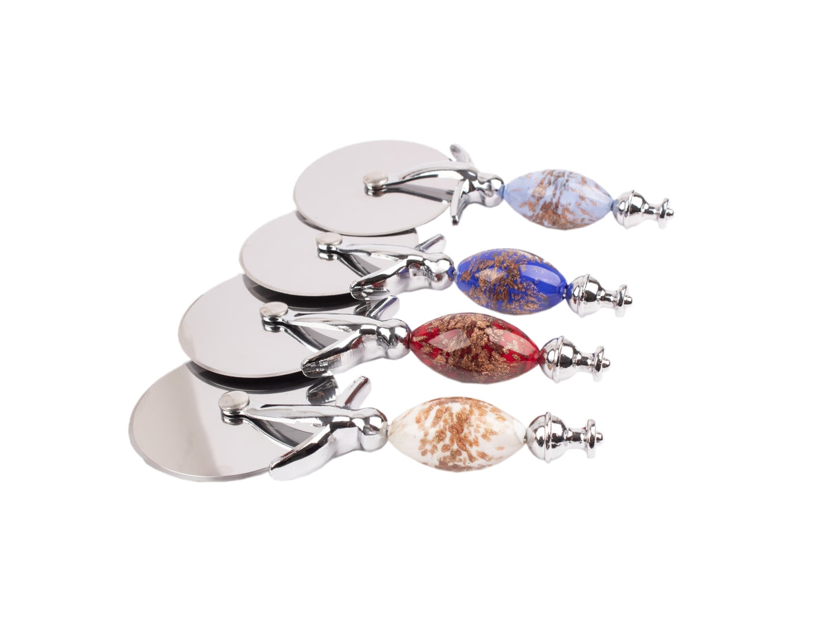 Tagliapizza perla sommerso avventurina in colori assortiti e   confezione regalo