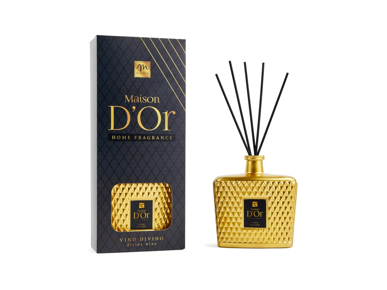 Diffusore con bacchette con bottiglia diamante 700ml vino divino