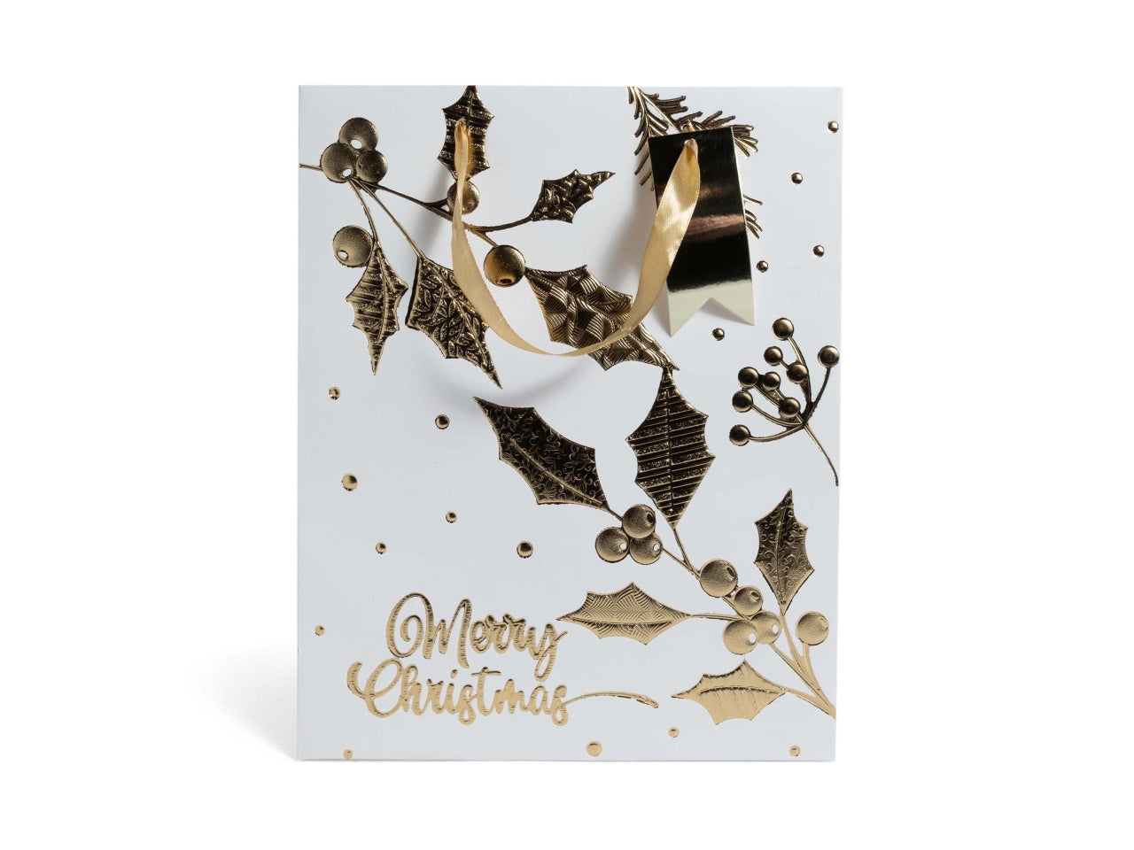Busta in carta laminata bianco/oro 26x13,5xh.32,5cm