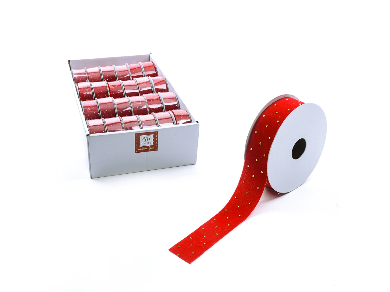 Nastro rosso in tessuto brillantini 2,5cmx27mt