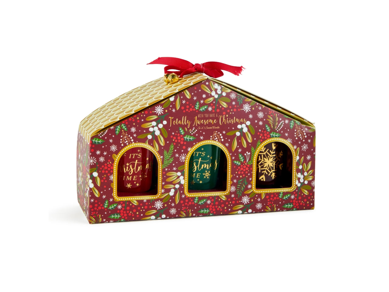 Candele vasetto di vetro fragranze assortite in scatola casetta da 3 pezzi