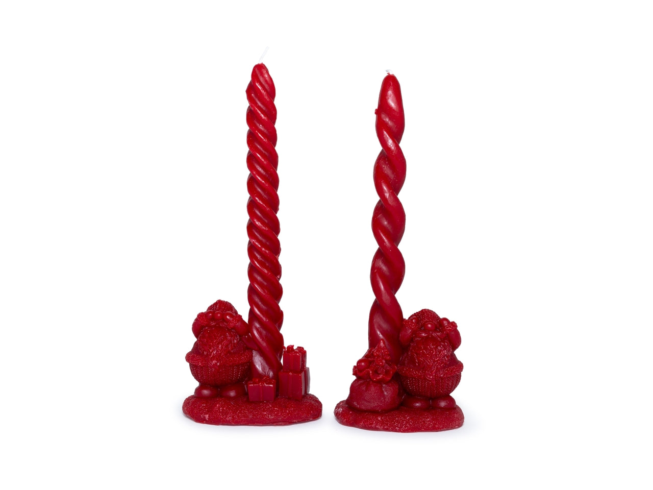 Candela stelo torciglione rossa 24,5cm assortiti