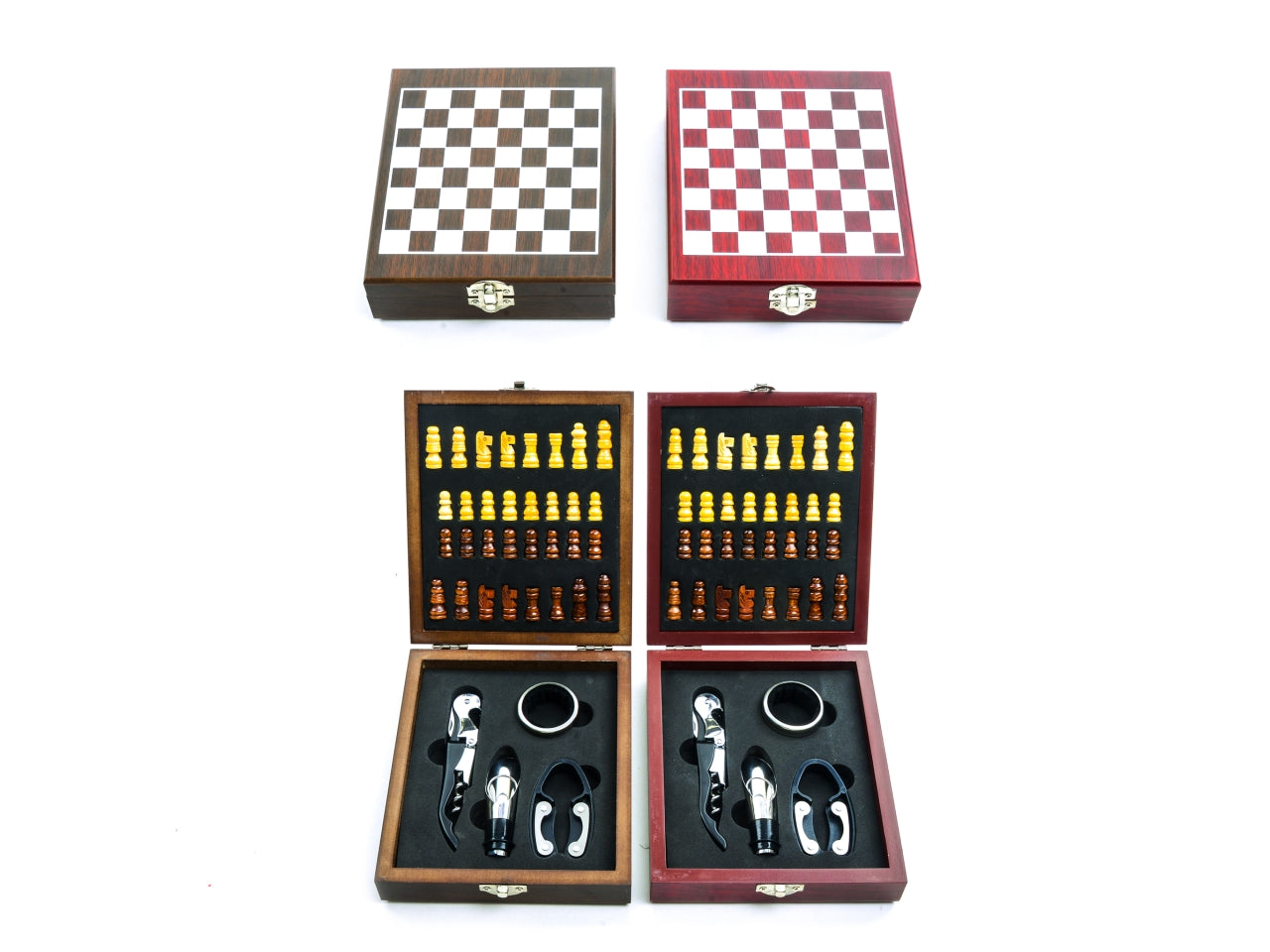 Set sommelier 4 accessori con scacchiera 15x17xh.4,5cm colori assortiti