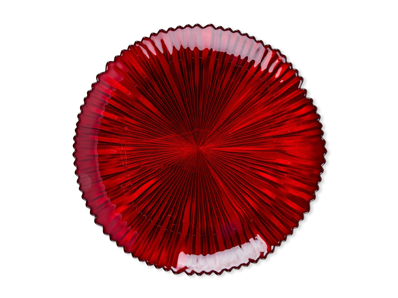 Piatto tondo rosso in vetro 21cm