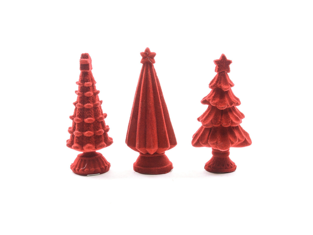 Albero in resina floccato rosso 4x4xh.10cm modelli assortiti