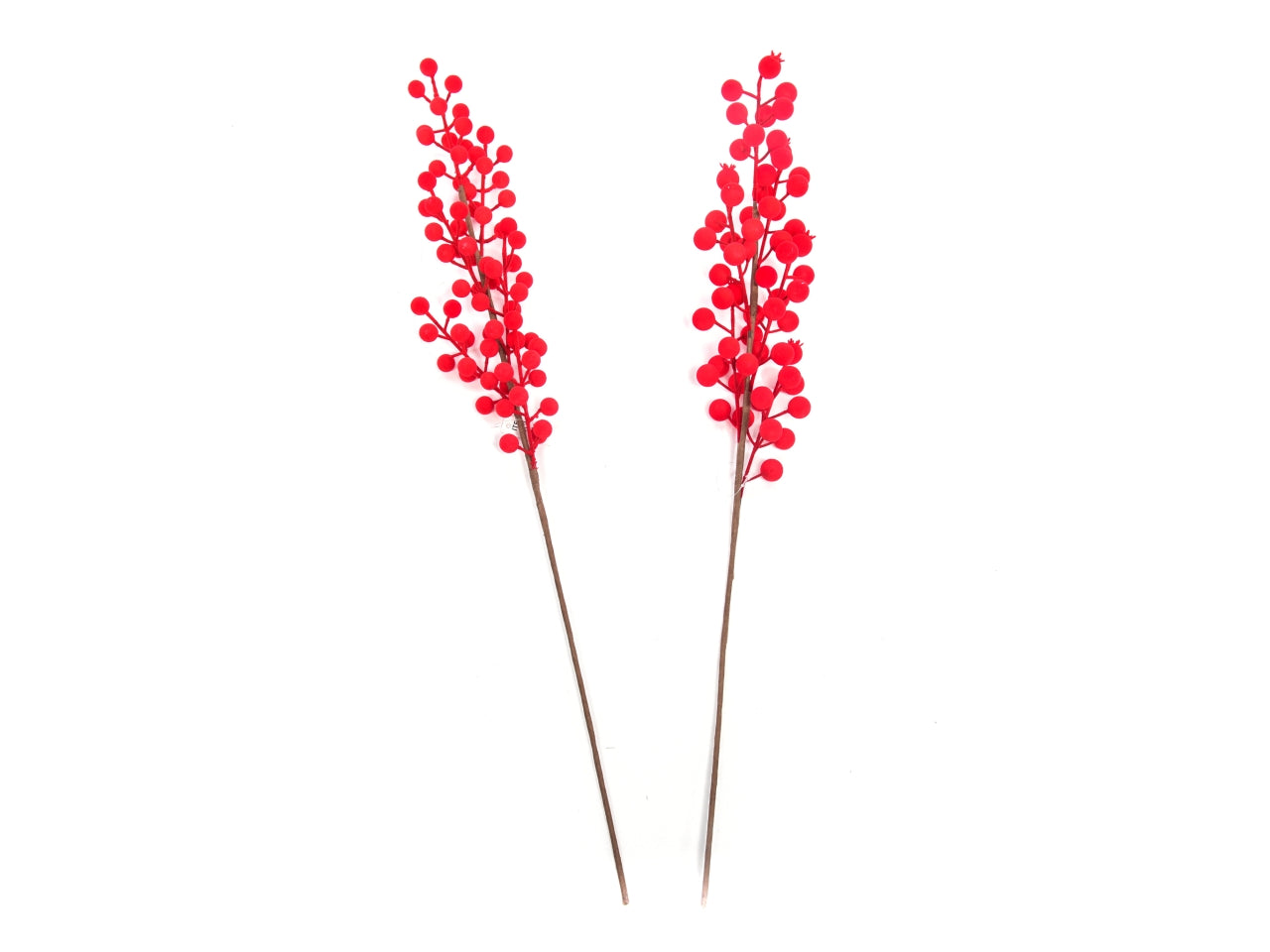 Pick bacche floccate rosse 61cm assortite