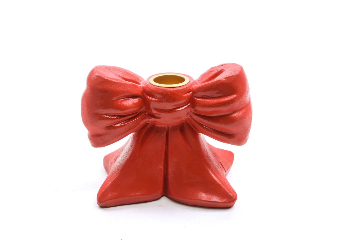 Portacandela fiocco rosso in poliresina 12,5x8xh.9 cm