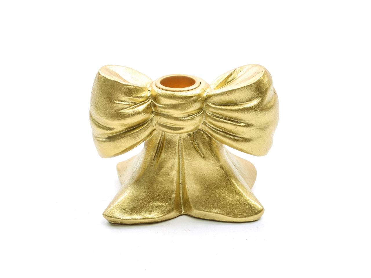 Portacandela fiocco oro in poliresina 12,5x8xh.9 cm
