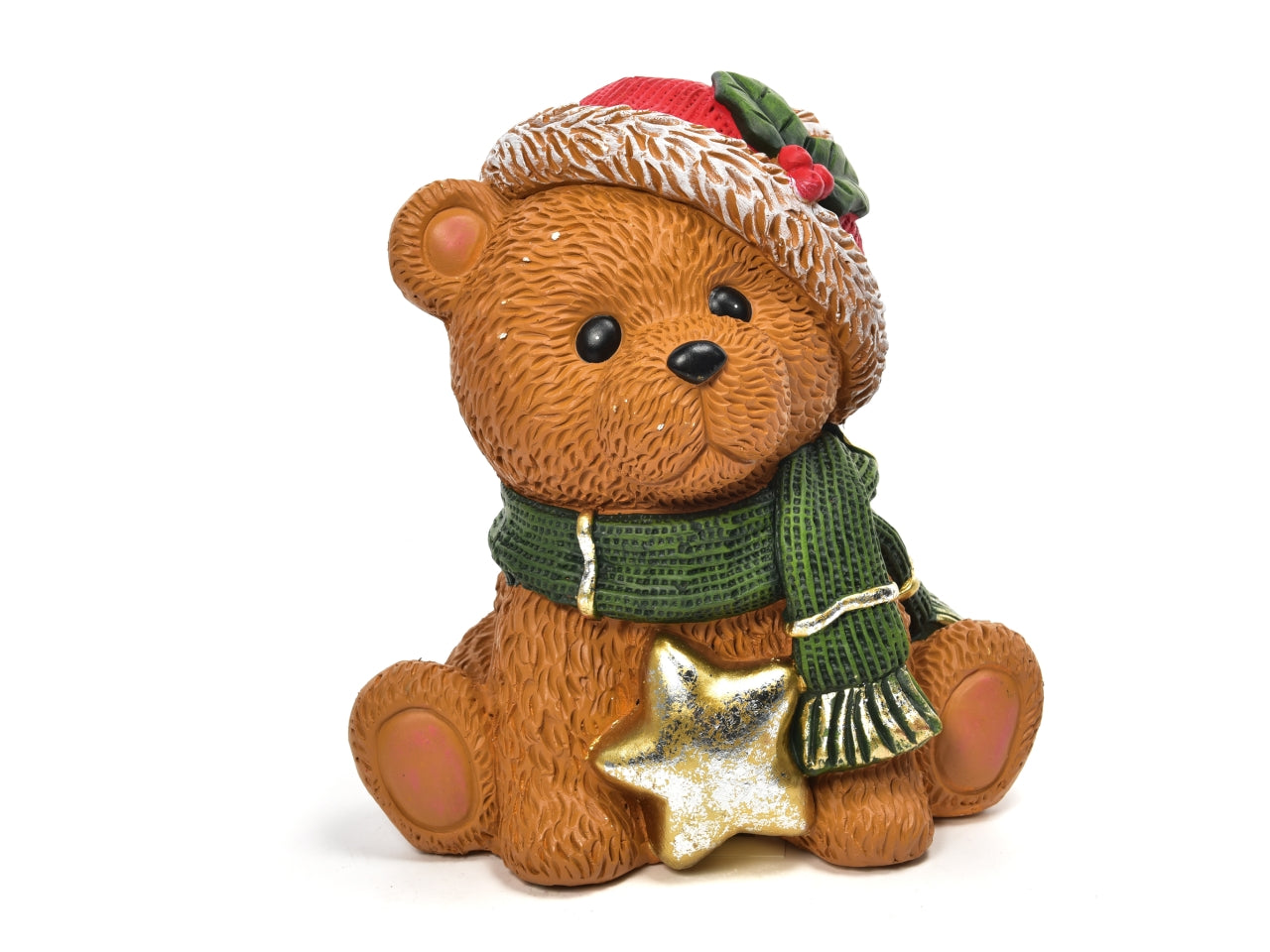 Orso con stella in poliresina 28,5x22x30cm