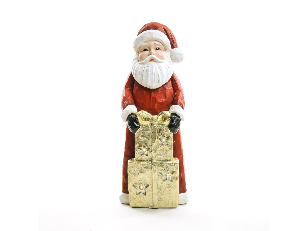 Babbo natale in poliresina con luci a batteria 18x12xh.45,5 cm