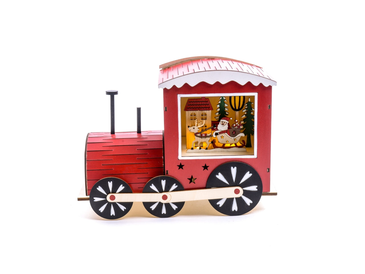 Trenino in legno con luci a batteria 26x12xh.19,5cm