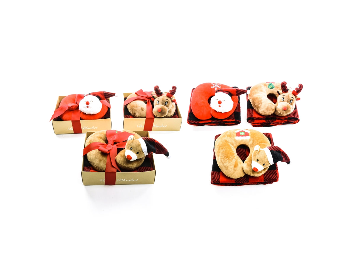 Coperta 90x75cm  con cuscino da viaggio personaggi assortiti